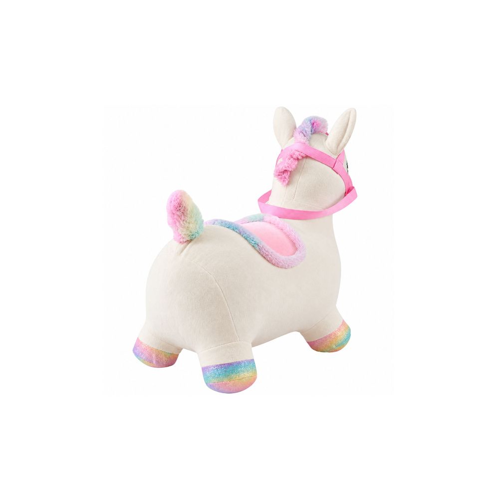 Pluszowy Konik Skoczek Pompowany Dla Dzieci Do Skakania Biały 60cm