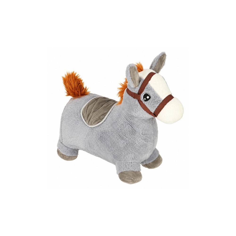 Pluszowy Konik Skoczek Pompowany Dla Dzieci Do Skakania Szary 60cm