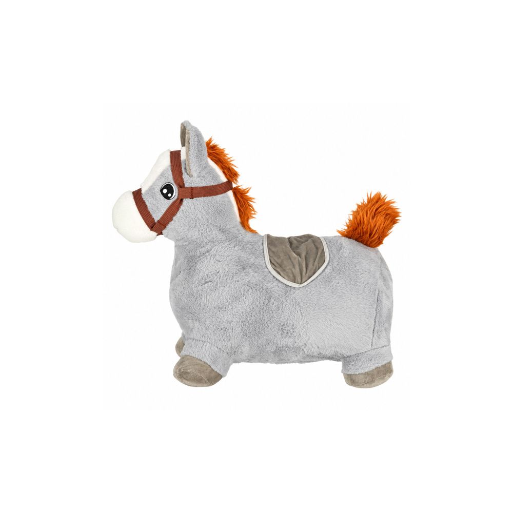 Pluszowy Konik Skoczek Pompowany Dla Dzieci Do Skakania Szary 60cm