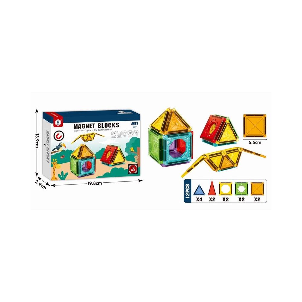 Klocki magnetyczne 3D 12 el. Karmnik
