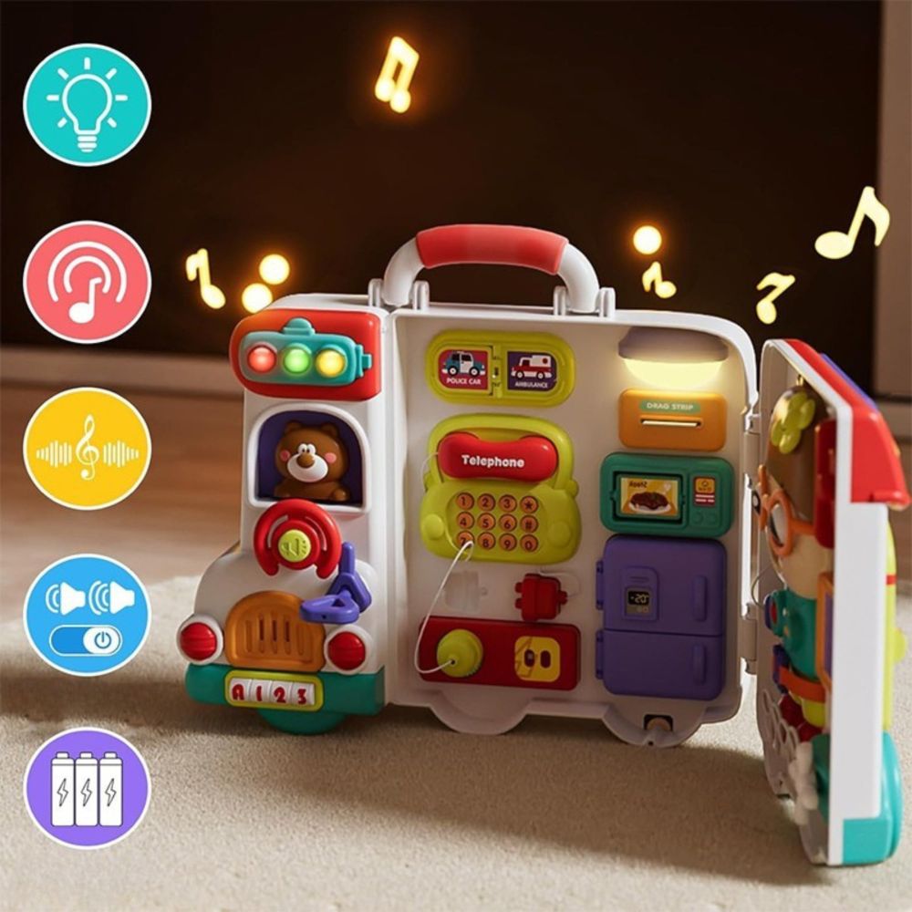 WOOPIE BABY Interactive Manipulative Board Boy Busy Car 3in1 Sensory Suitcase 