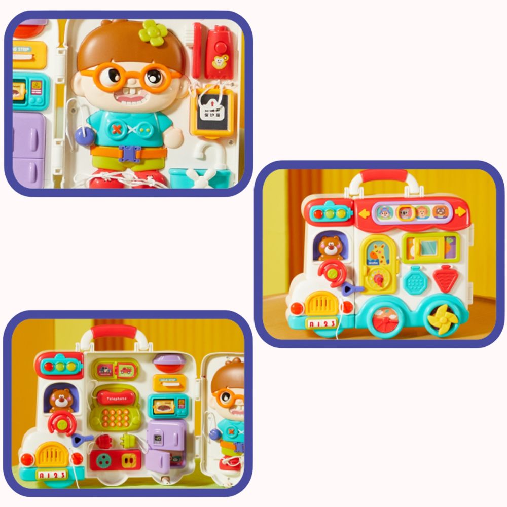 WOOPIE BABY Interactive Manipulative Board Boy Busy Car 3in1 Sensory Suitcase 