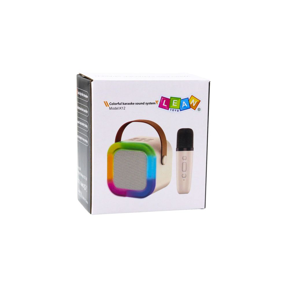 Zestaw Karaoke Głośnik Mikrofon Bezprzewodowy K12 RGB Bluetooth Beżowy