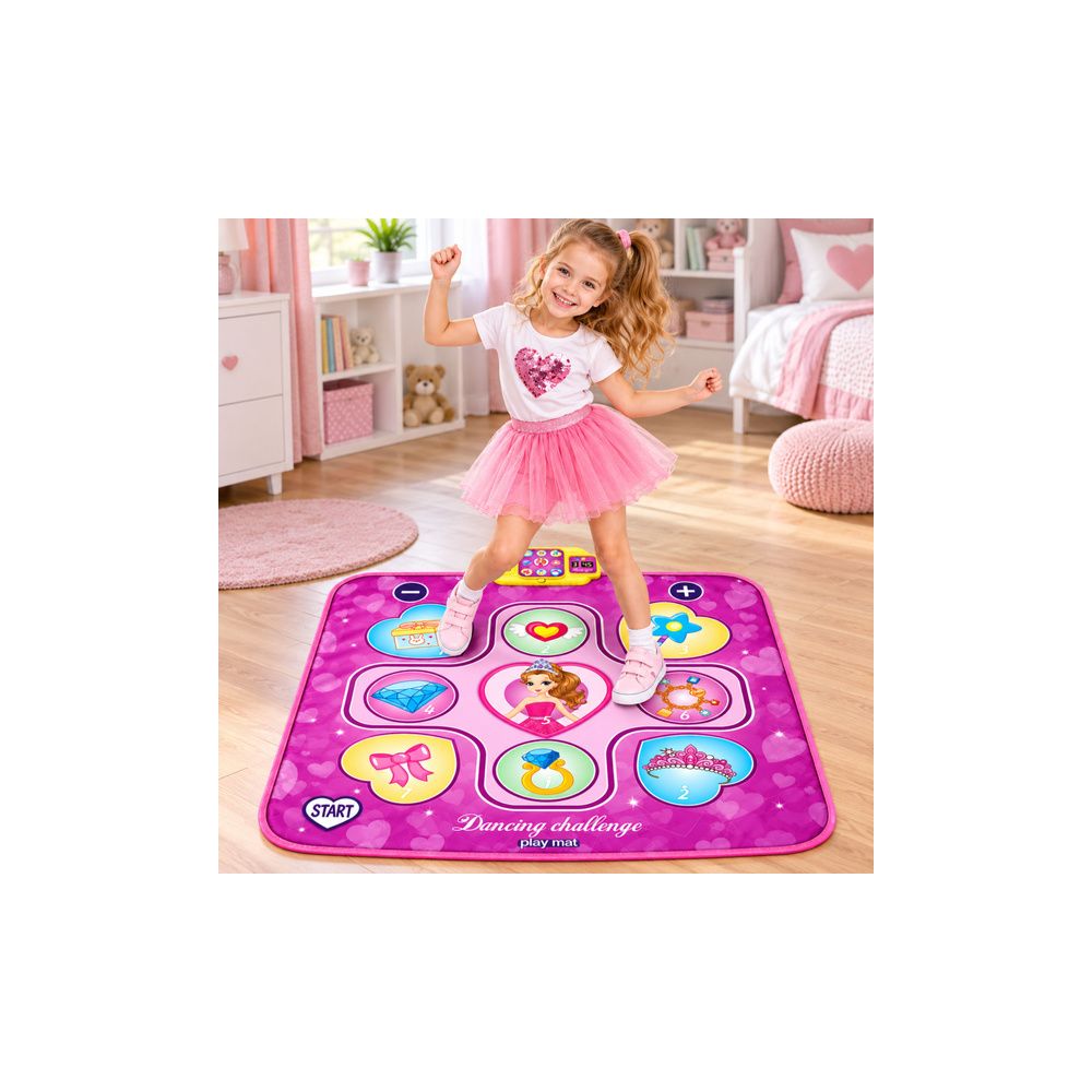 Mata Taneczna Interaktywna Księżniczka LED Muzyka Różowa 98x86.5cm