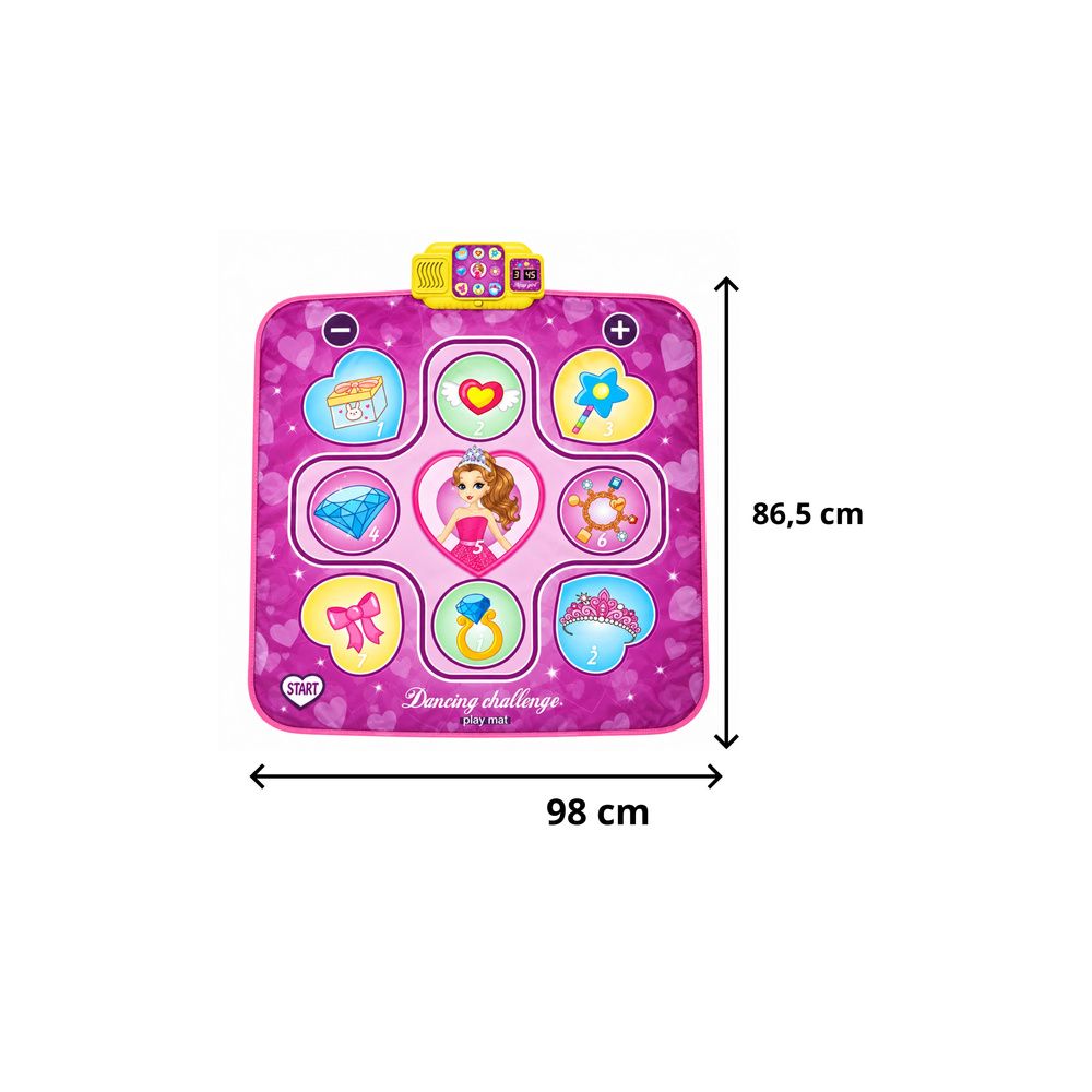 Mata Taneczna Interaktywna Księżniczka LED Muzyka Różowa 98x86.5cm