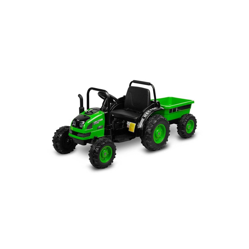 Elektrinis traktorius su priekaba HECTOR, žalias-Elektromobiliai, Traktoriai-e-vaikas