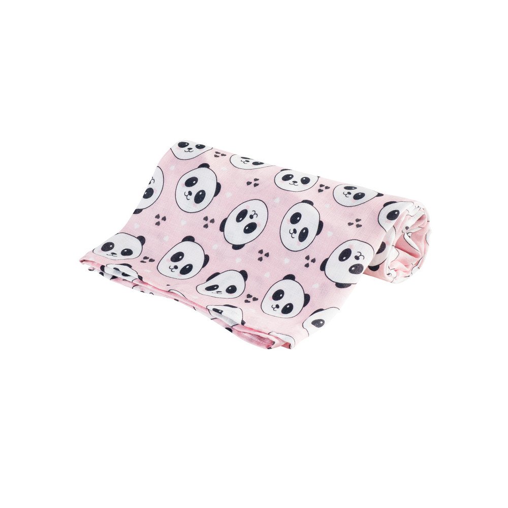 Bambukinis vystyklas 75x75 Bocioland 0307, rožinė panda-Priežiūrai, Vonios tekstilė, Vystyklai-e-vaikas
