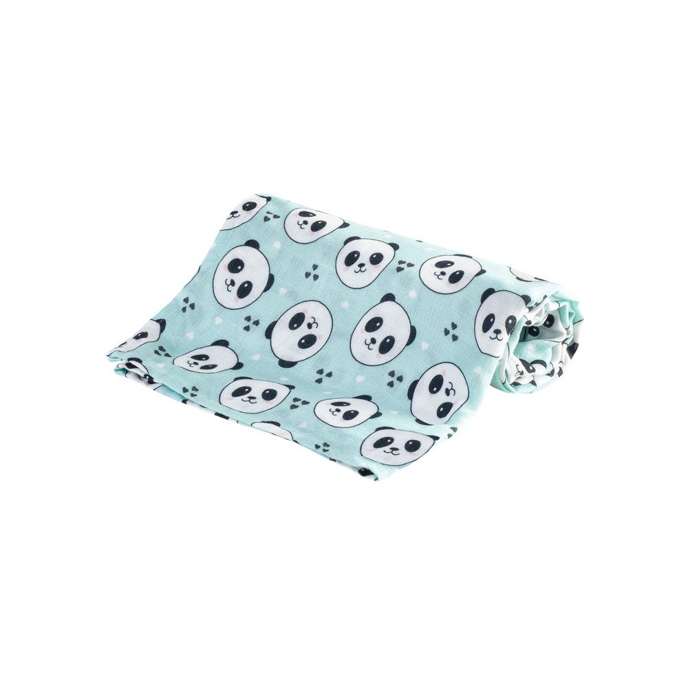 Bambukinis vystyklas 75x75 Bocioland 0310, panda mint-Priežiūrai, Vonios tekstilė, Vystyklai-e-vaikas