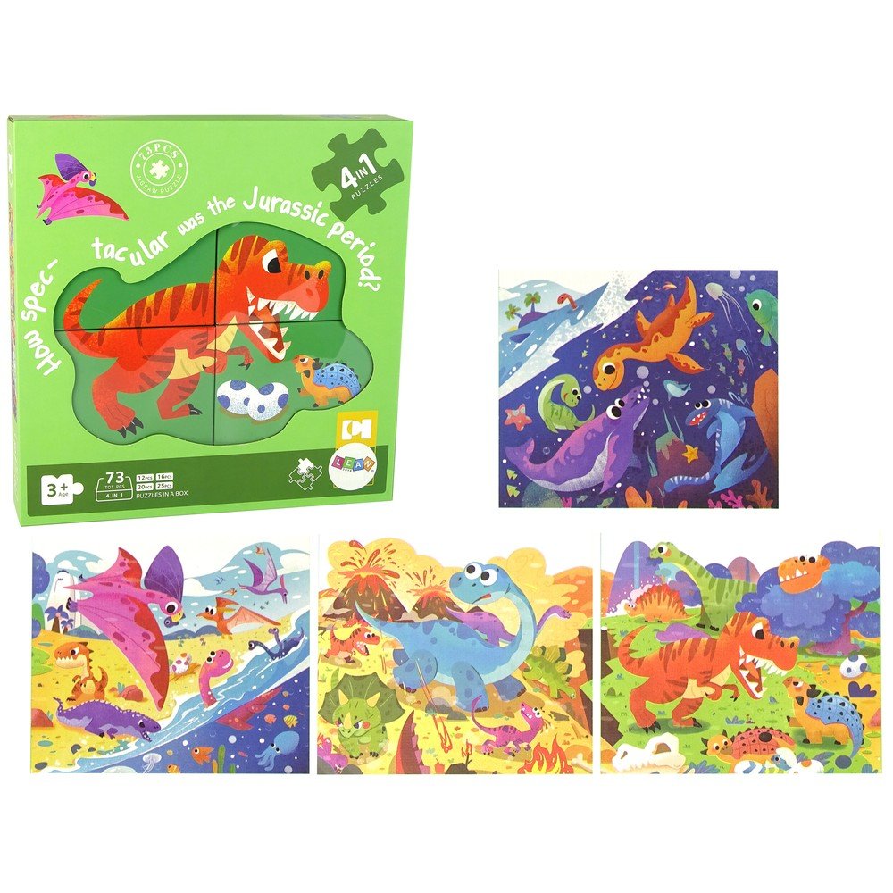 Dėlionė 4 in 1 Dinozauras Juros periodo parkas-Žaislai, Dėlionės, Dėlionės patiems mažiausiems-e-vaikas