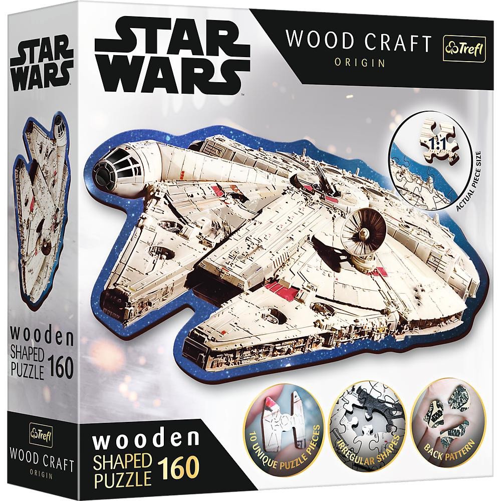 Medinė dėlionė "Žvaigždžių karai" 160 el. Millennium Falcon Trefl 20189-Žaislai, Dėlionės, Medinės dėlionės-e-vaikas