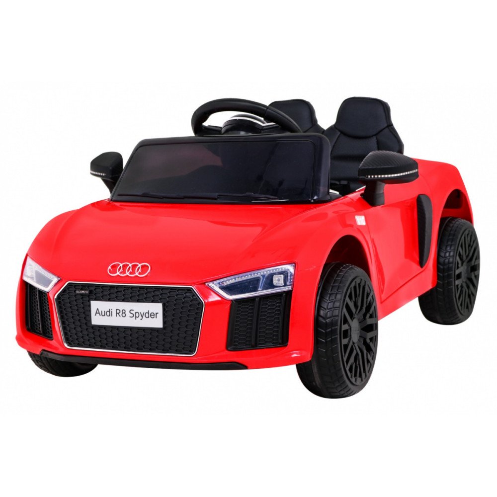 "Audi R8" baterijomis varomas automobilis vaikams Raudona + nuotolinio valdymo pultelis + EVA + lėtas paleidimas + MP3 LED-RAMIZ
