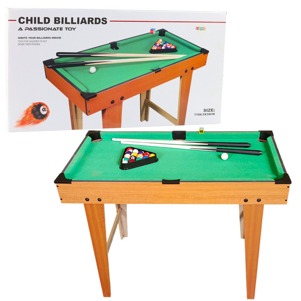 Mini biliardo stalas Mediniai kamuoliukai Trikampis Kreida-LEANTOYS-e-vaikas