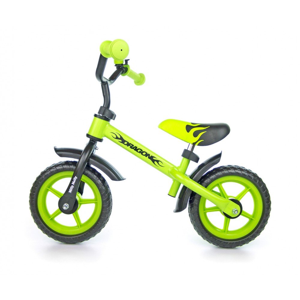Balansinis dviratis Milly Mally Dragon, žalias-Judėjimui, Balansiniai dviratukai-e-vaikas