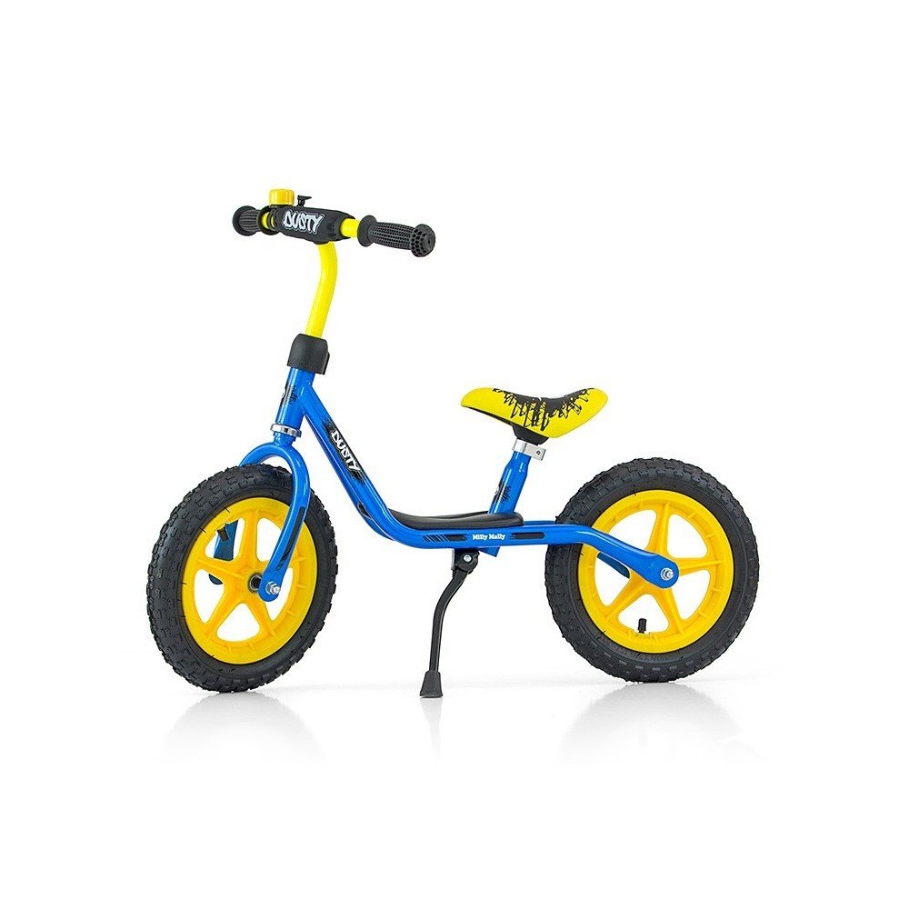 Balansinis dviratis Milly Mally Dusty 12", mėlynai geltonas-Judėjimui, Balansiniai dviratukai-e-vaikas