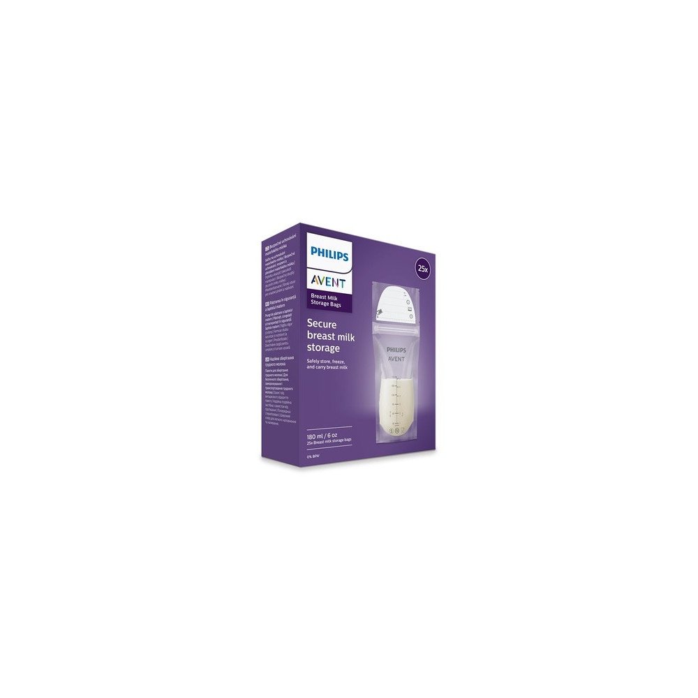 Motinos pieno laikymo maišeliai Avent SCF603/25 180ML-Maitinimui, Indai, įrankiai, gertuvės, Indeliai pienui-e-vaikas