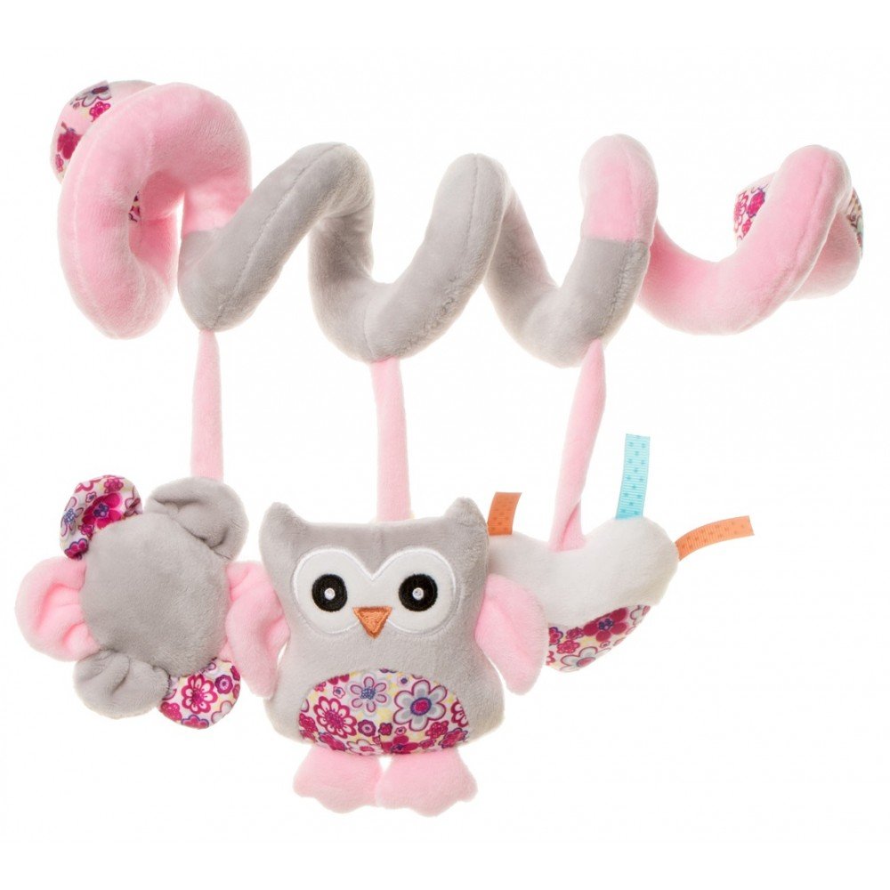"Play & Edu" spiralinė pliušinė pelytė rožinė, pilka-Vežimėlių ir kabinamieji žaislai-e-vaikas