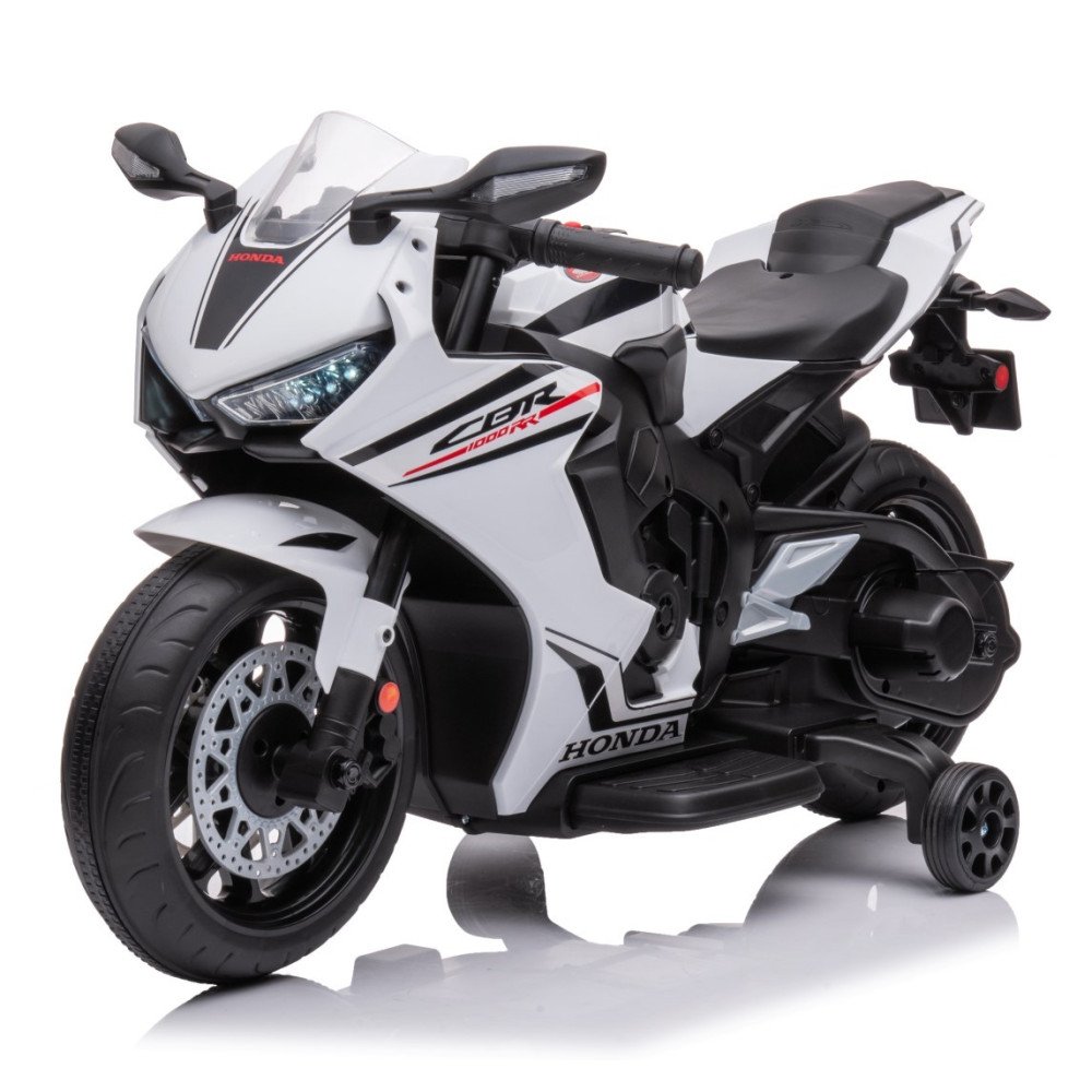Honda CBR 1000RR akumuliatorinis motociklas baltos spalvos, šviesos, garsai-SUNBABY-e-vaikas