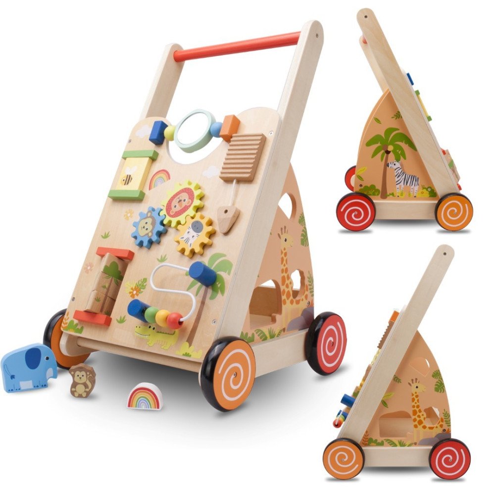 Kūdikių vežimėlis medinė interaktyvi vaikštynė GIGANT XXL 55 cm-SUNBABY-e-vaikas