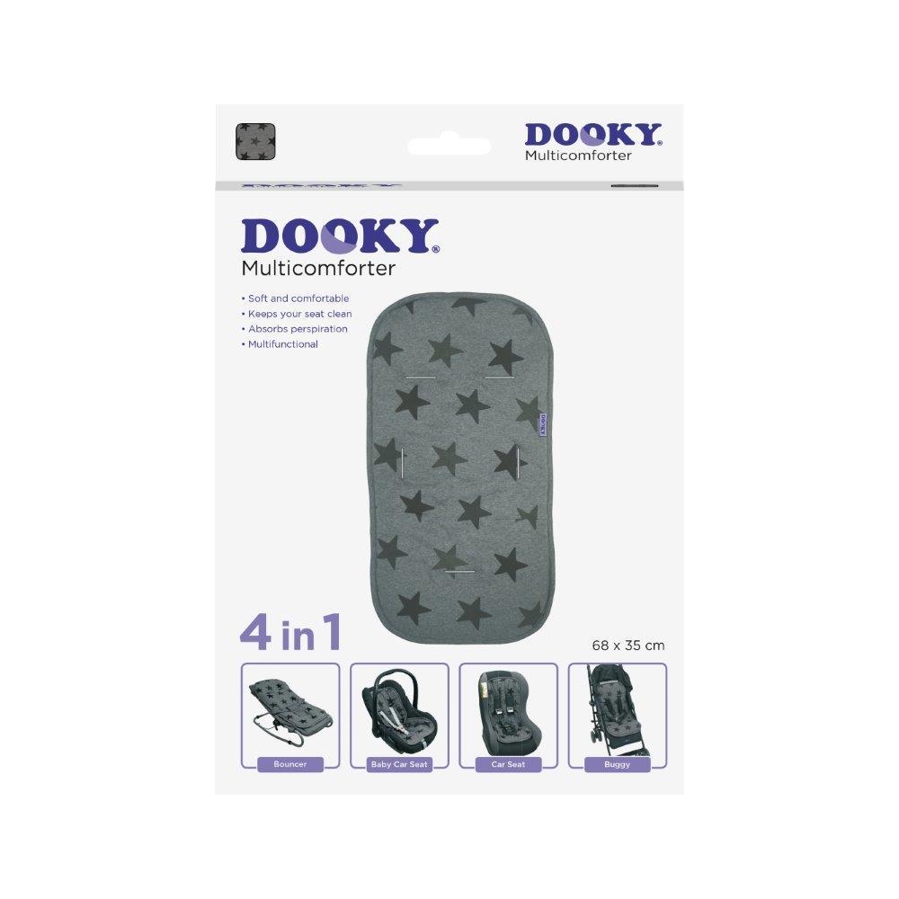 Daugiafunkcinis įdėklas į vežimėlį 4in1 Grey Stars Dooky-Vežimėlių priedai, Čiužinukai ir pagalvėlės-e-vaikas