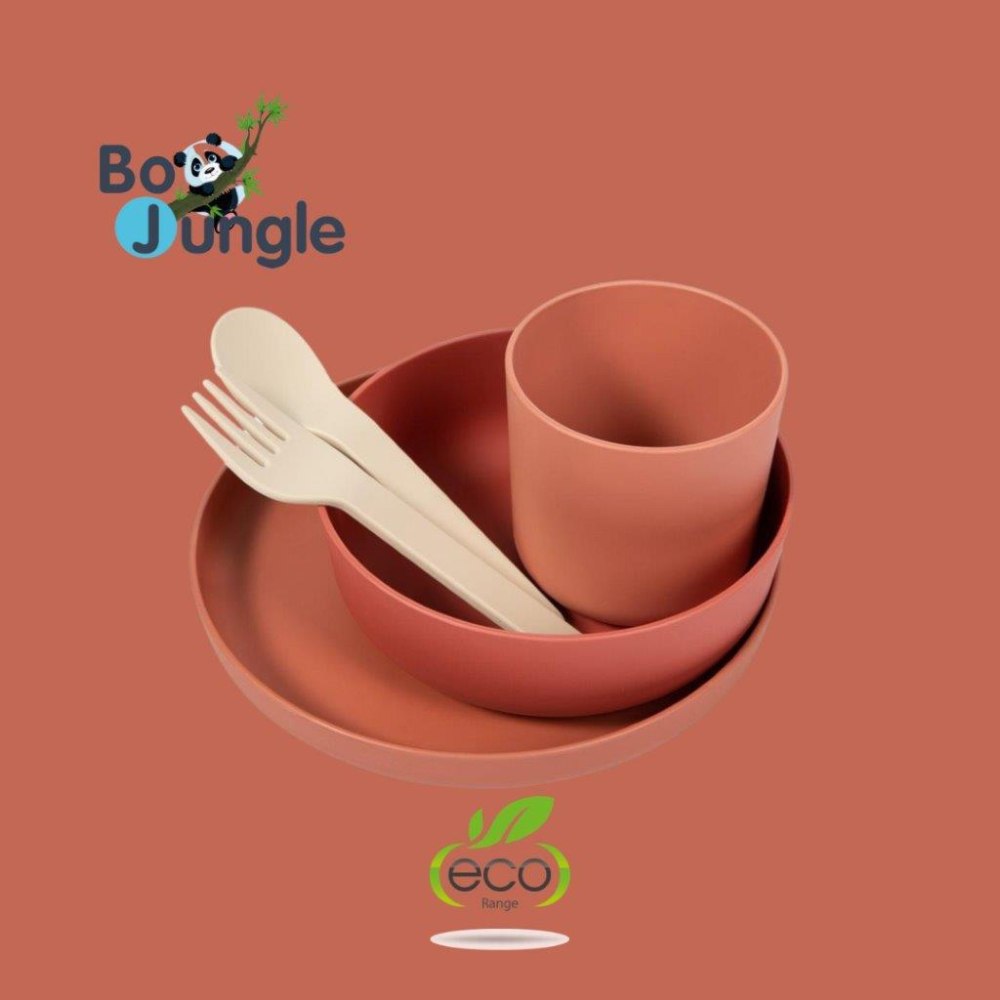 B - indų rinkinys 5 elementai BIOplastic CPLA terakota-Maitinimui, Indai, įrankiai, gertuvės, Indų rinkiniai-e-vaikas