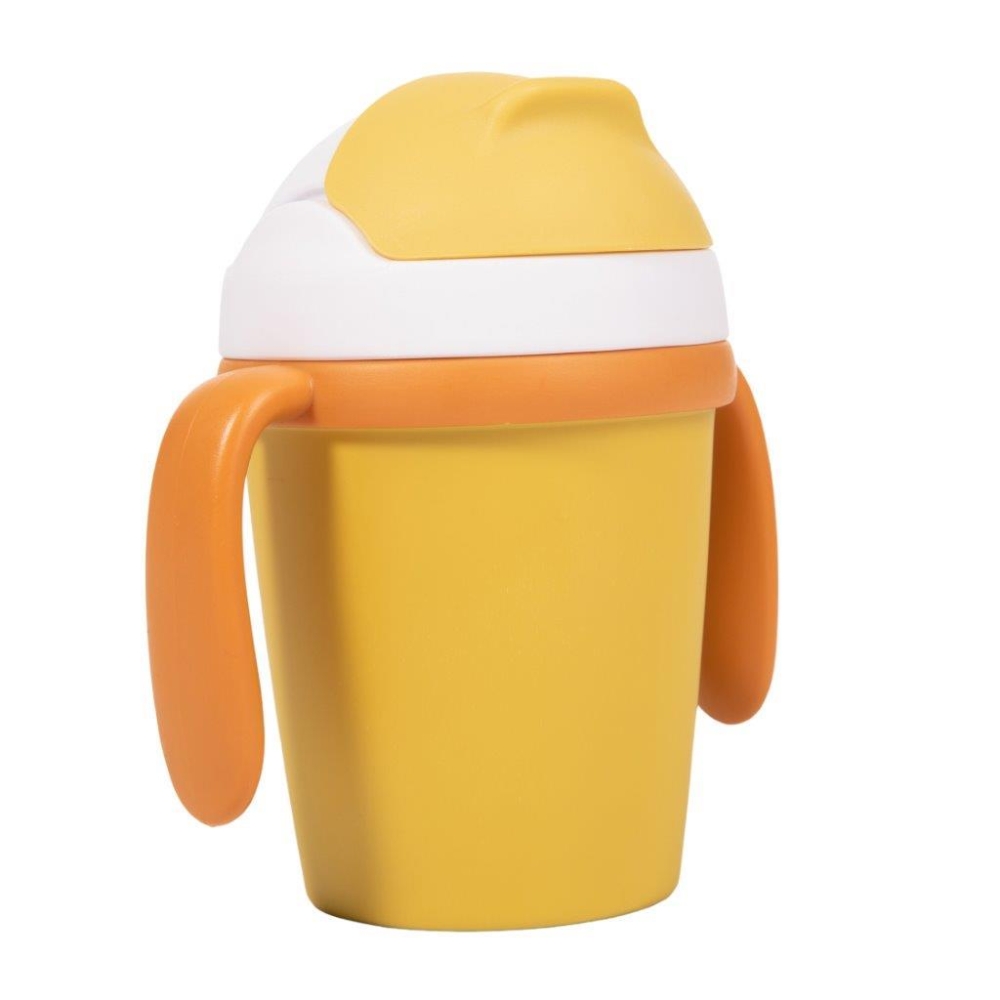 B-Cup gertuvė su šiaudeliu BIOplastikas CPLA ochros spalvos-Maitinimui, Indai, įrankiai, gertuvės, Puodeliai, gertuvės-e-vaikas