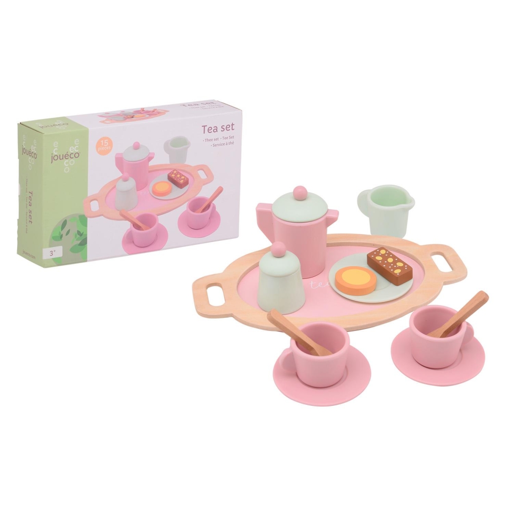 Drewniany zestaw do herbaty Tea set pink