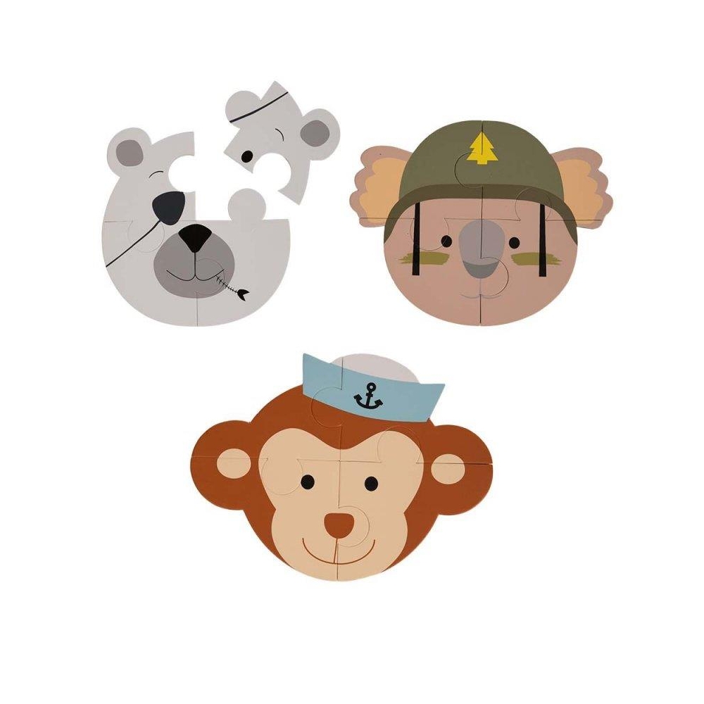 B-dėlionė Gyvūnai beždžionė koala meškinas 3 vnt-Žaislai, Dėlionės, Dėlionės patiems mažiausiems-e-vaikas