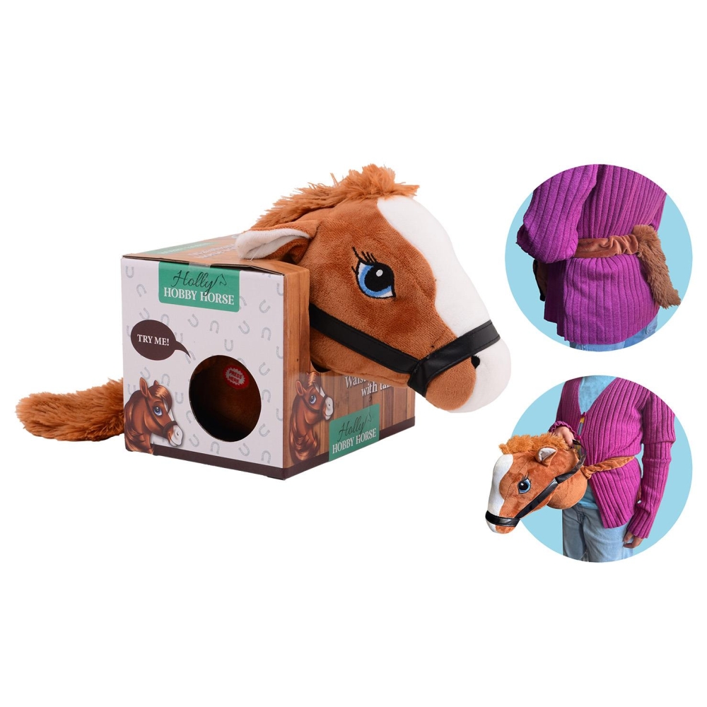 Minkštas pliušinis arklys su diržu ir ruda uodega Holly Hobby Horse-Žaislai, Minkšti žaislai-e-vaikas