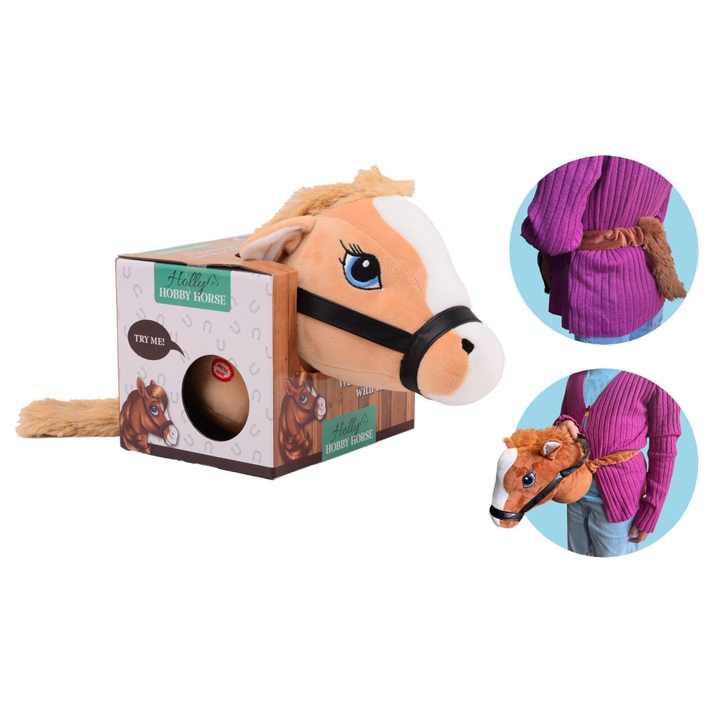 Holly Hobby Horse koń na pasku z ogonem beige