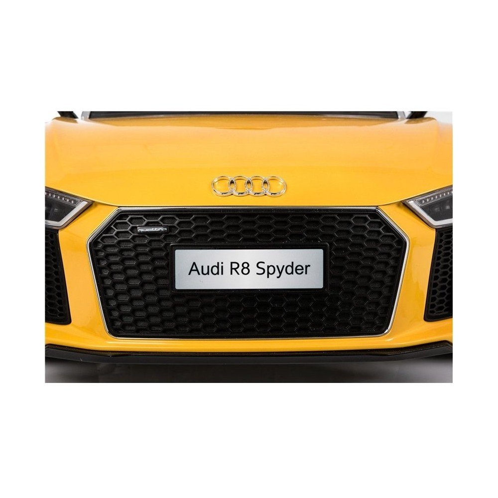 Elektromobilis Audi R8 Spyder, geltonas-Elektromobiliai, Mašinos-e-vaikas