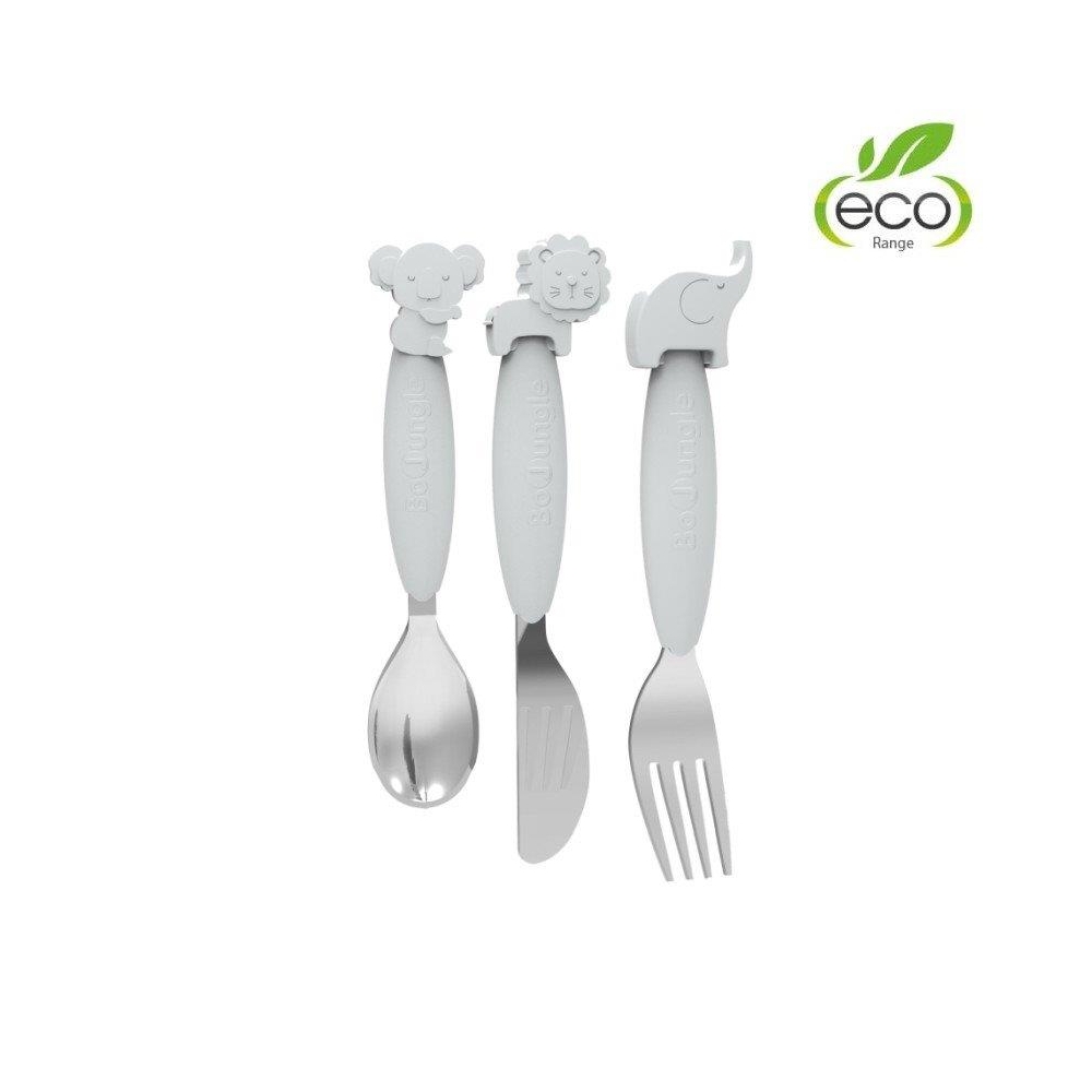 B-Zestaw sztućców dla dzieci silkon/Inox grey
