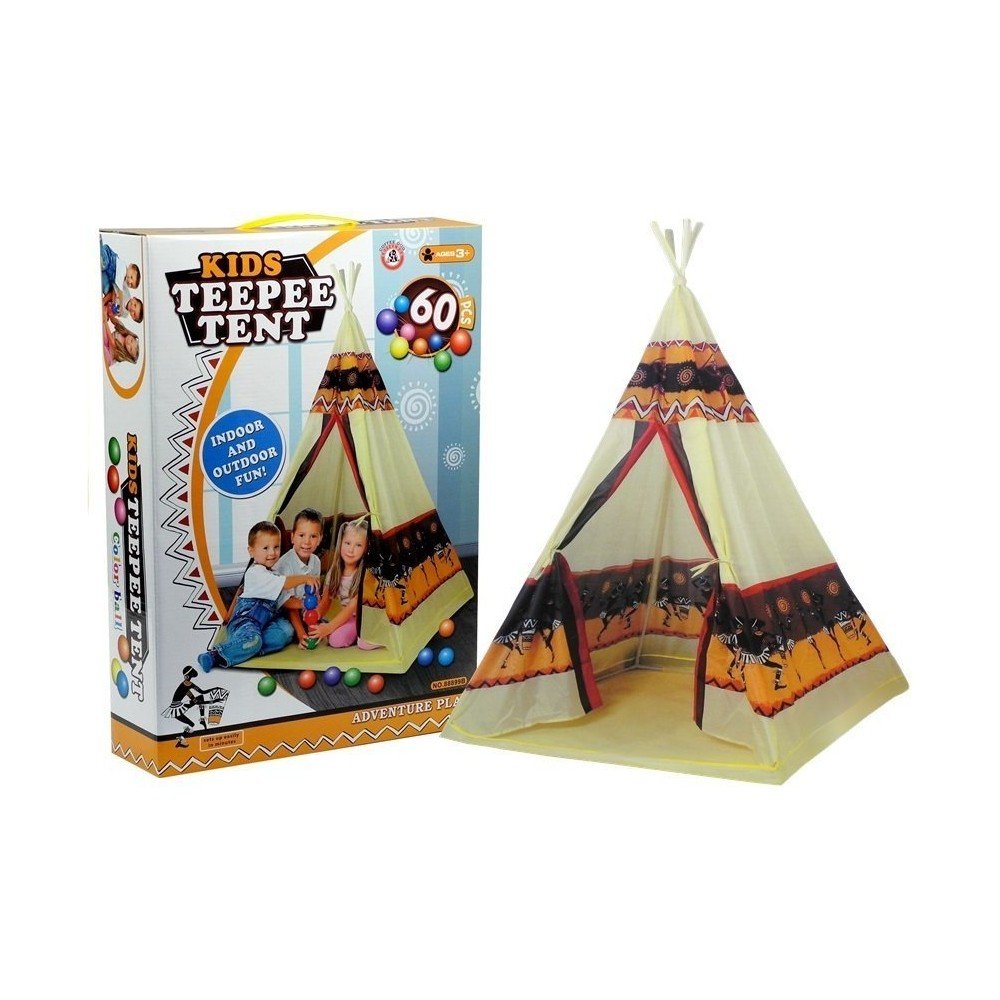 Palapinė Tipi indėnų žaidimų namelis + 60 kamuolių 155 cm-Žaislai, Vaikiškos palapinės-e-vaikas
