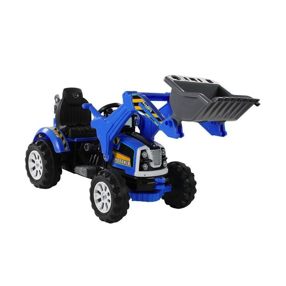 Elektrinis traktorius - ekskavatorius su kaušu, mėlynas-Traktoriai-e-vaikas