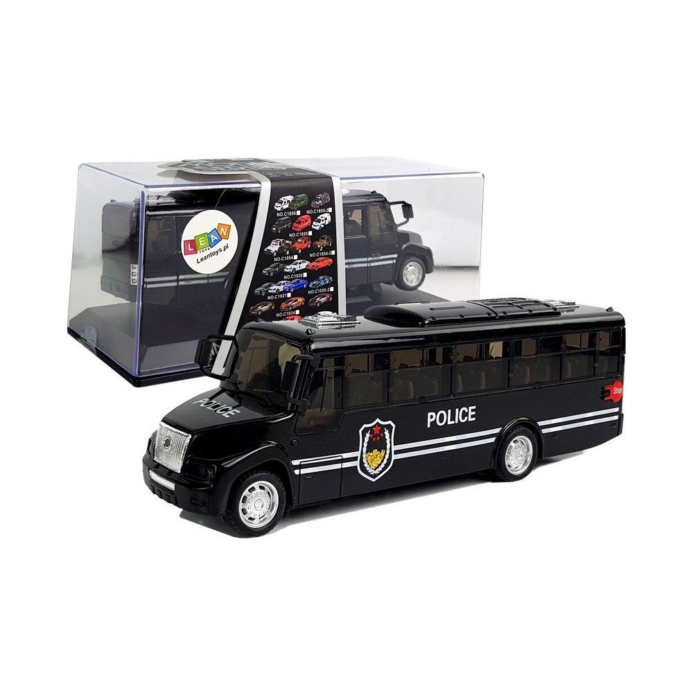 Juodos spalvos policijos autobusas su traukimo garsu-Mašinos-e-vaikas