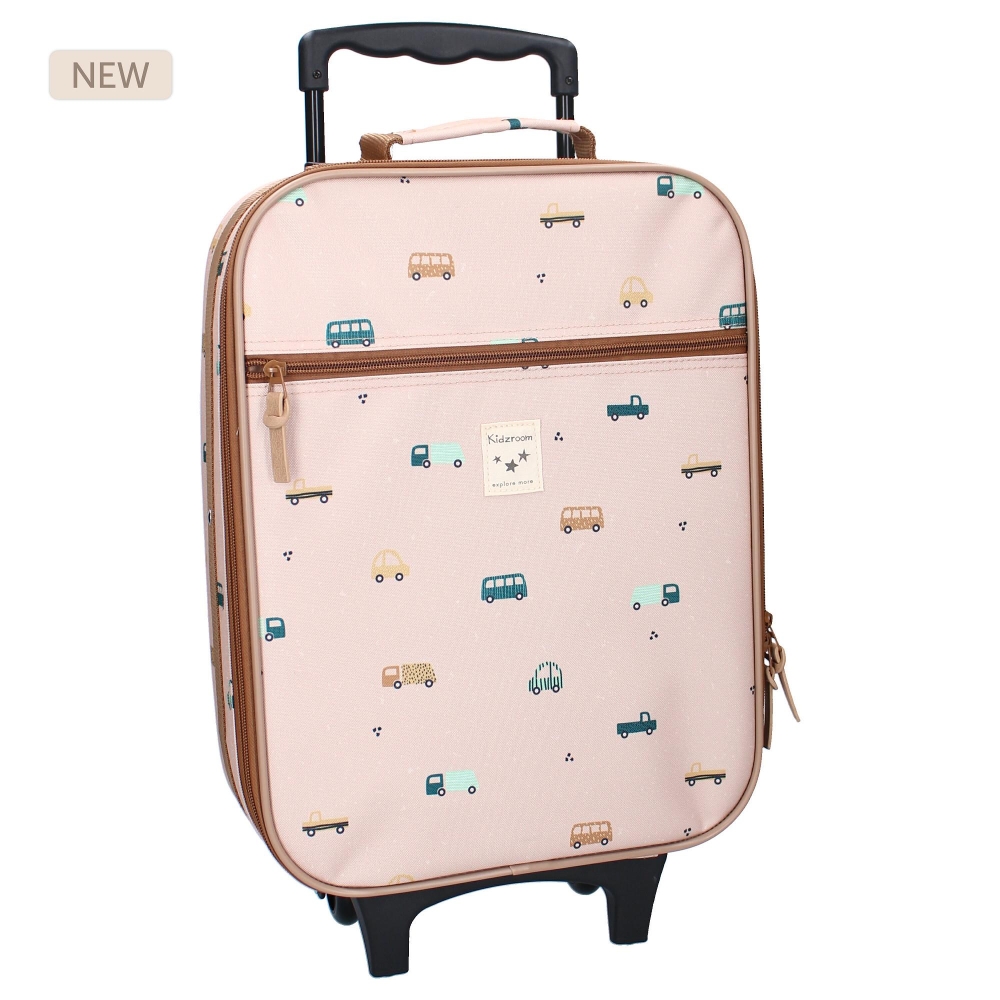 Walizka dla dzieci KIDZROOM Sweet Cars brown