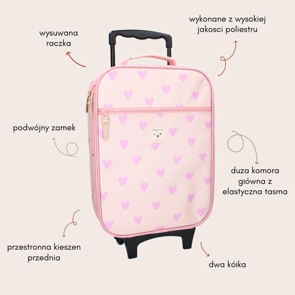 Vaikiškas lagaminas KIDZROOM Magical Heart pink-Drabužiai ir aksesuarai, Aksesuarai, Rankinės, kuprinės, lagaminai-e-vaikas