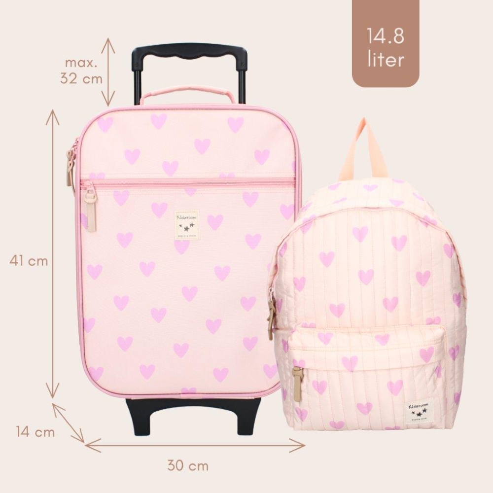 Vaikiškas lagaminas KIDZROOM Magical Heart pink-Drabužiai ir aksesuarai, Aksesuarai, Rankinės, kuprinės, lagaminai-e-vaikas