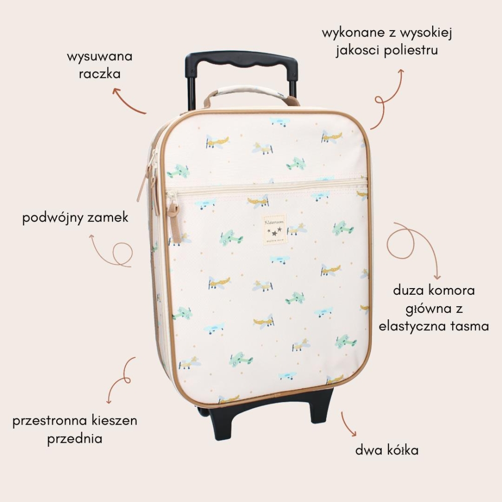 Vaikiškas lagaminas KIDZROOM Small Aeroplane Beige-Drabužiai ir aksesuarai, Aksesuarai, Rankinės, kuprinės, lagaminai-e-vaikas