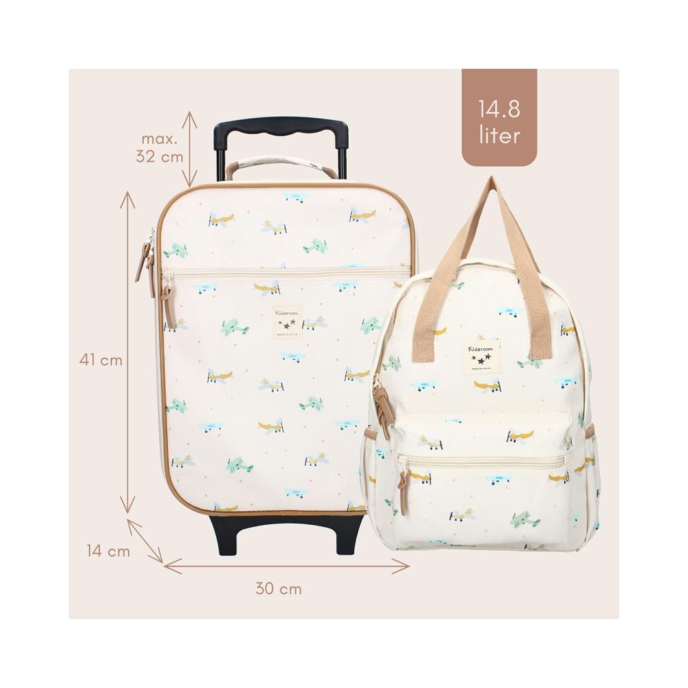 Walizka dla dzieci KIDZROOM Small Aeroplane Beige
