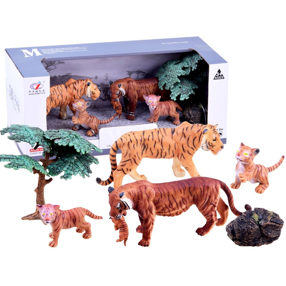 Gyvūnų rinkinys Safari figūrėlės TIGER 4vnt ZA2990-Žaislai, Figūrėlės ir herojai-e-vaikas