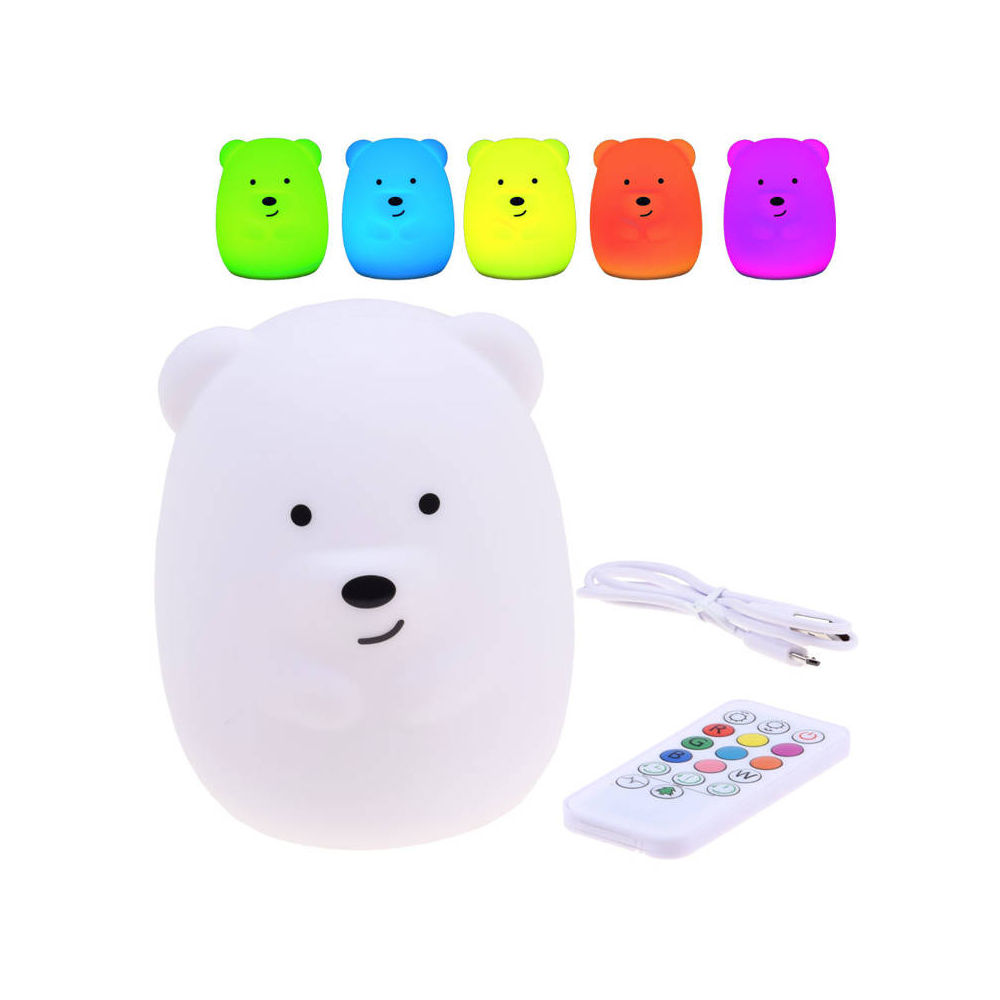 Meškiukas Silikoninis LED naktinis šviestuvas + ZA3294 nuotolinio valdymo pultas-Miegui, Vaiko kambariui, Migdukai ir karuselės,