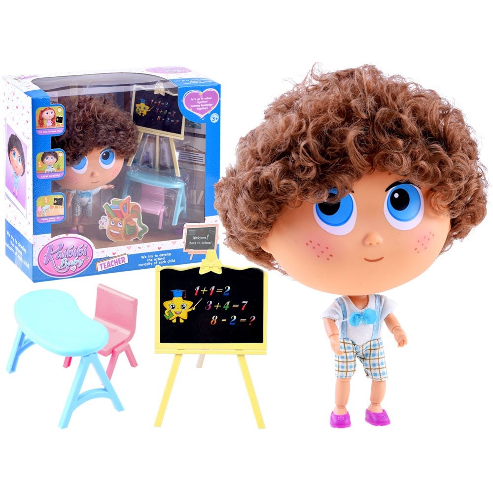 Tymek doll, fun at school, blackboard desk ZA339