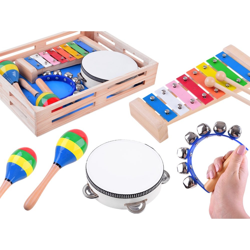 Medinių instrumentų rinkinys 4in1 žaislas IN0134-Žaislai, Muzikiniai-e-vaikas