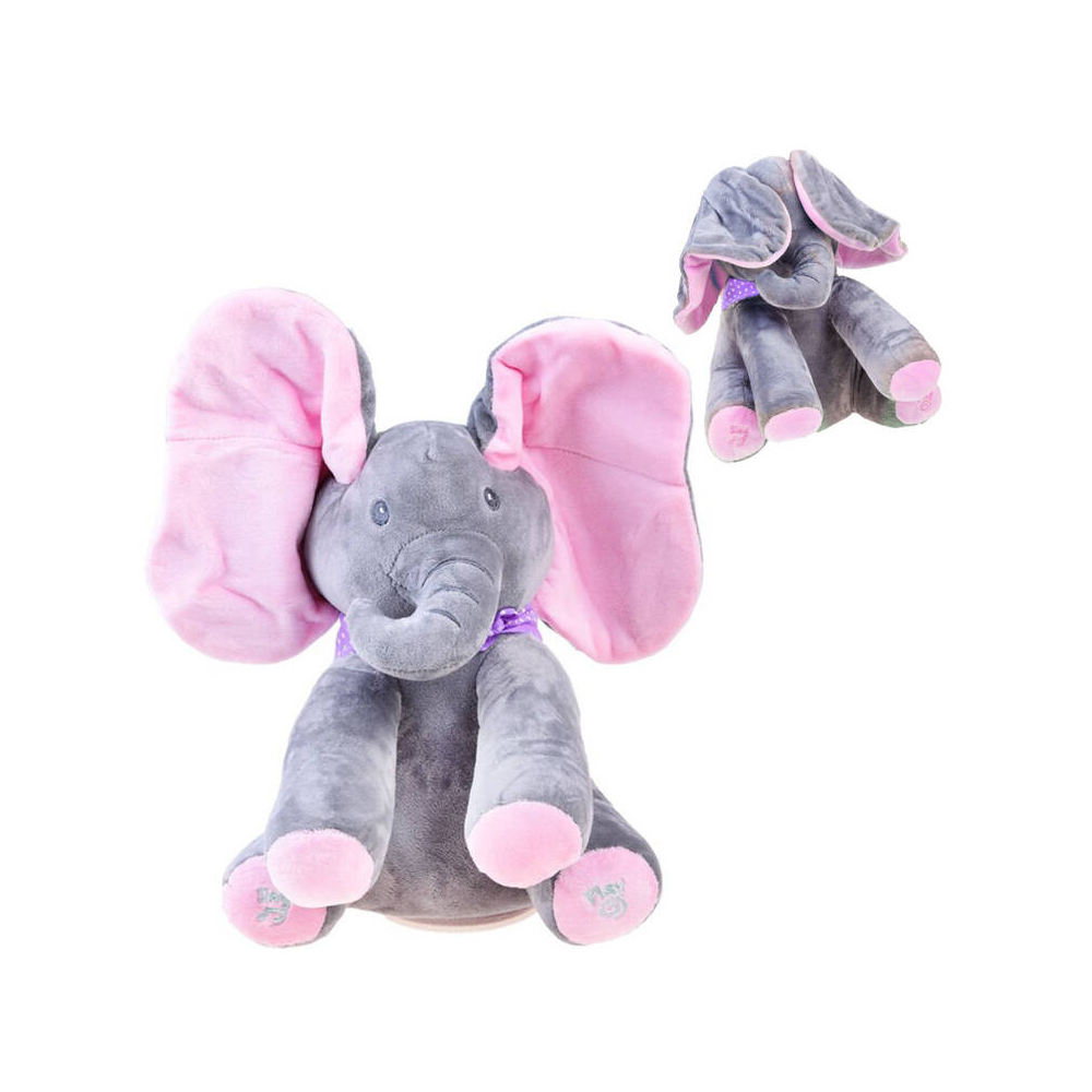 Interaktyvus pliušinis dramblys užmerkia akis ir dainuoja ZA3112, rožinis-Žaislai, Interaktyvūs žaislai-e-vaikas