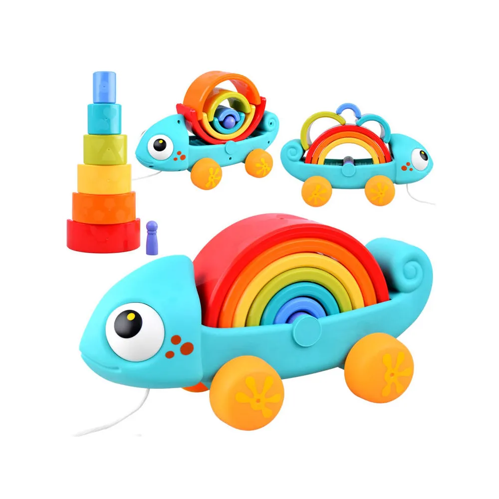 Vaivorykštinis chameleonas Montessori piramidės dėlionė ZA4532-Žaislai, Kūdikiams, Žaislai mažyliams (iki 4 m.