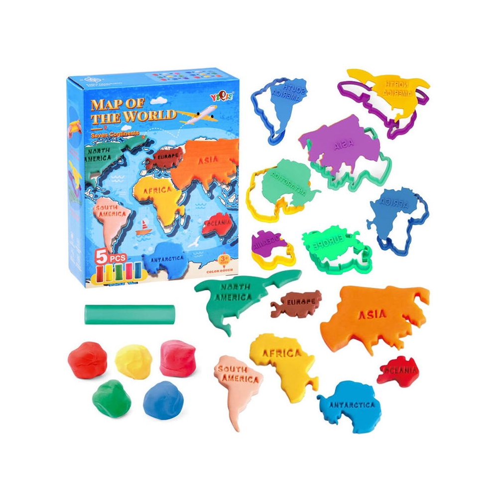 Mokomasis plastilino rinkinys, žemynai, pasaulio žemėlapis, formelės ZA4650-Žaislai, Kūrybiniai žaislai, Lipdymas-e-vaikas