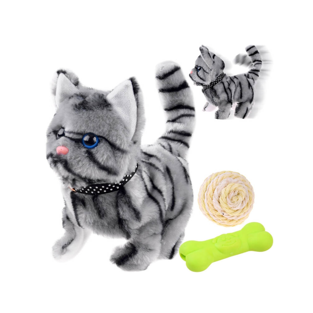 Gray cute interactive kitten moves, walks, meows ZA4654 SZ