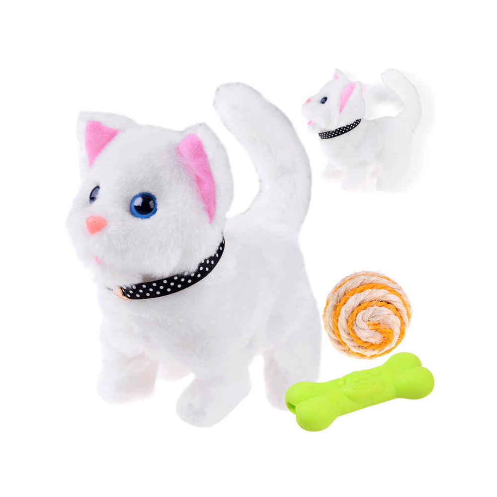 White adorable interactive kitten moves, walks, meows ZA4654 BI