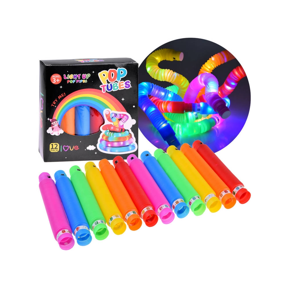 POP TUBE LED šviesos jutiklio vamzdeliai 12vnt ZA4709-Žaislai, Lavinamieji žaislai, Kiti lavinamieji žaislai-e-vaikas