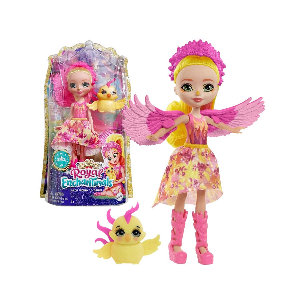 Enchantimals lėlė Falon Phoenix + vištiena Sunrise GYJ04 ZA4923-Žaislai, Lėlės ir jų priedai, Lėlės-e-vaikas